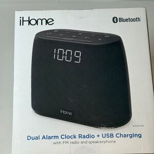 NEW IN BOX iHome Black Bluetooth Speakerphone Alarm Clock